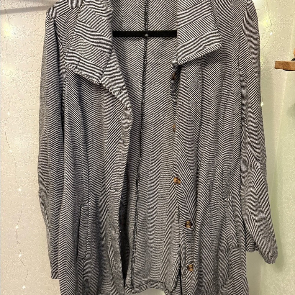 Women's Gray Herringbone Coat